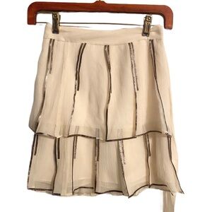 Diane Von Furstenberg Cream Tiered Wrap Swing Skirt Size S EUC
